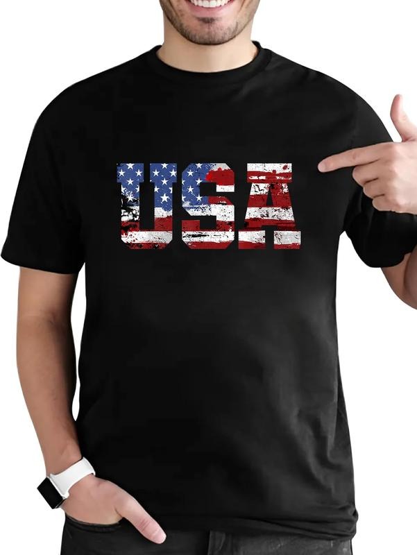 cotton American Flag USA United States Of America US 4th of July T-Shirt casual Fashion graphic tees for women Hoodie,...