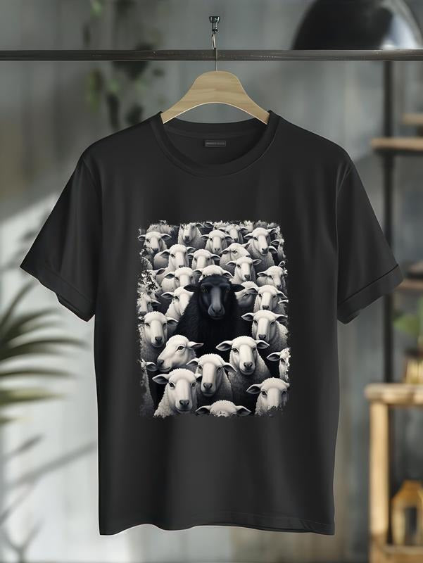 cotton Animal Sheep Black T-Shirt casual Fashion graphic tees for women Hoodie, Sweatshirt | UrbanDripWear.com