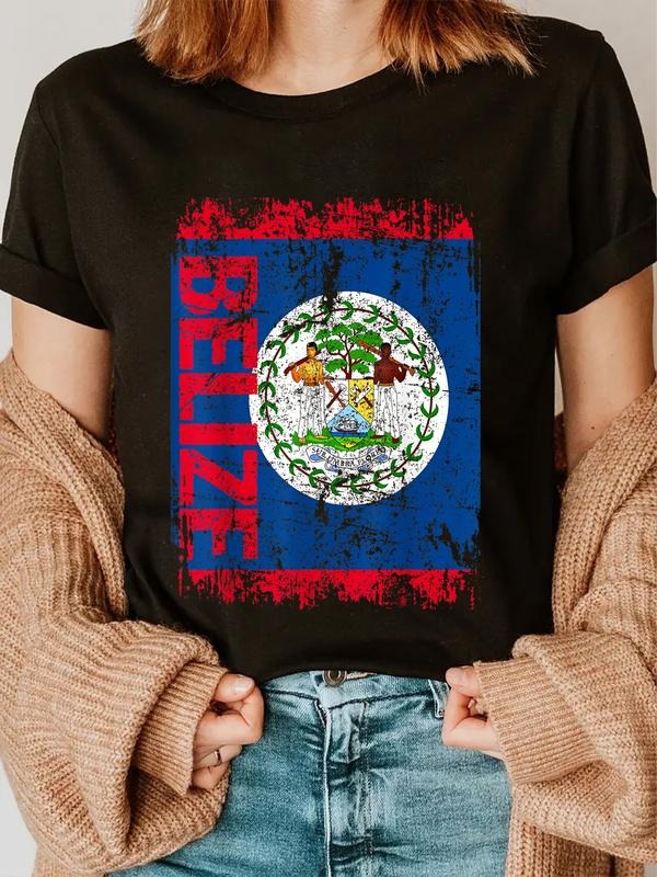 cotton BELIZE Flag Vintage Distressed BELIZE T-Shirt casual Fashion graphic tees for women Hoodie, Sweatshirt