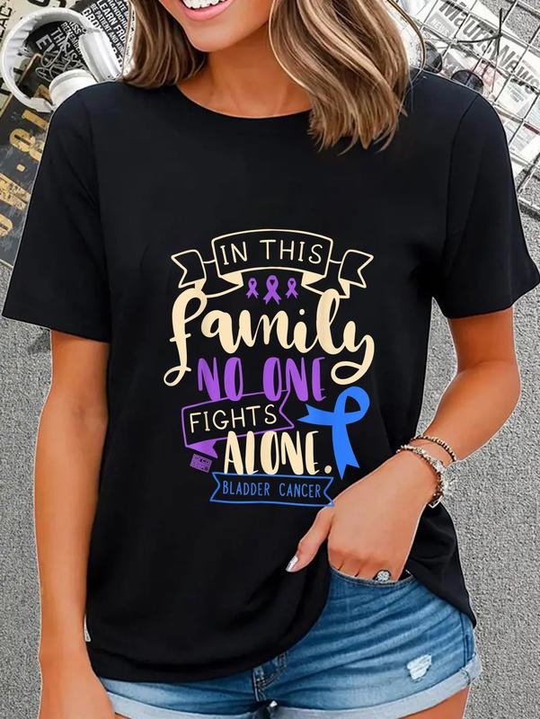 cotton BLADDER CANCER AWARENESS URINE FAMILY NO ALONE QUOTE T-SHIRT casual Fashion graphic tees women Hoodie, Sweatshirt