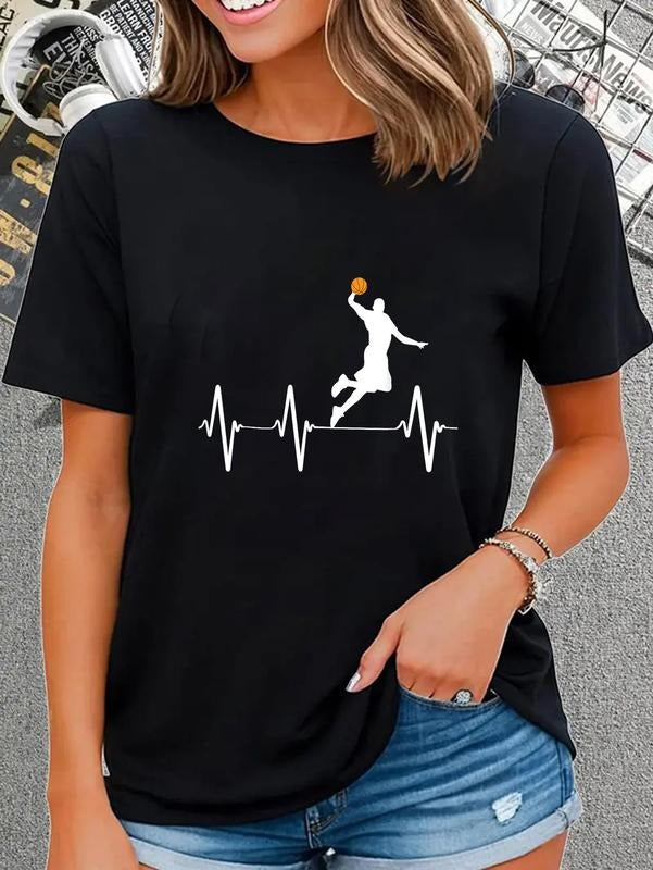 cotton Basketball Heartbeat Shirts for Men and Boys T-Shirt casual Fashion graphic tees Hoodie, Sweatshirt