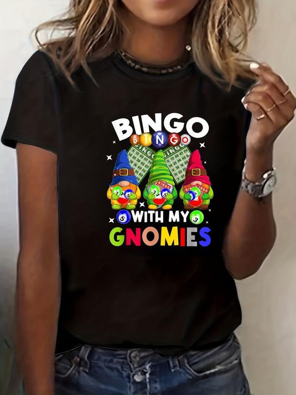 cotton Bingo With My Gnomies Gambling Bingo Player Gnome Buddies T-Shirt casual Fashion graphic tees for women Hoodie,...