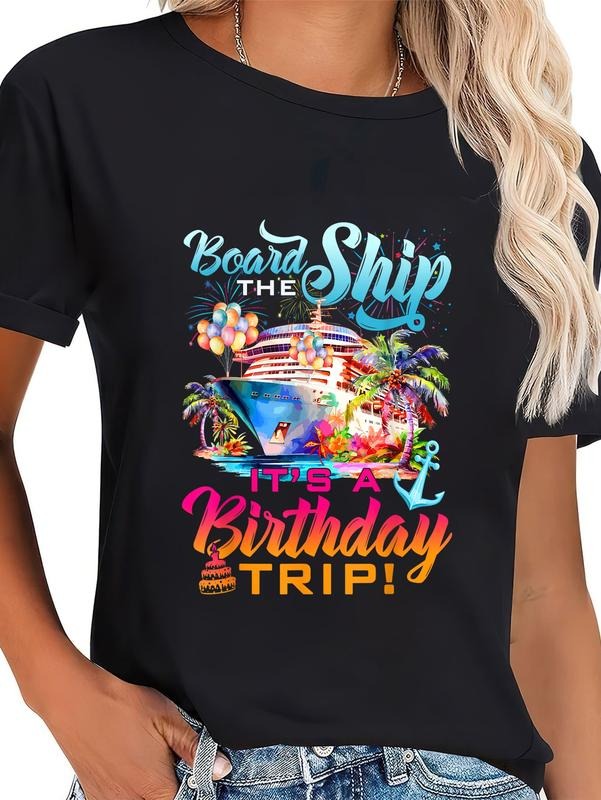 cotton Board The Ship It's A Birthday Trip Cruise Squad Bday Party T-Shirt casual Fashion graphic tees women Hoodie,...