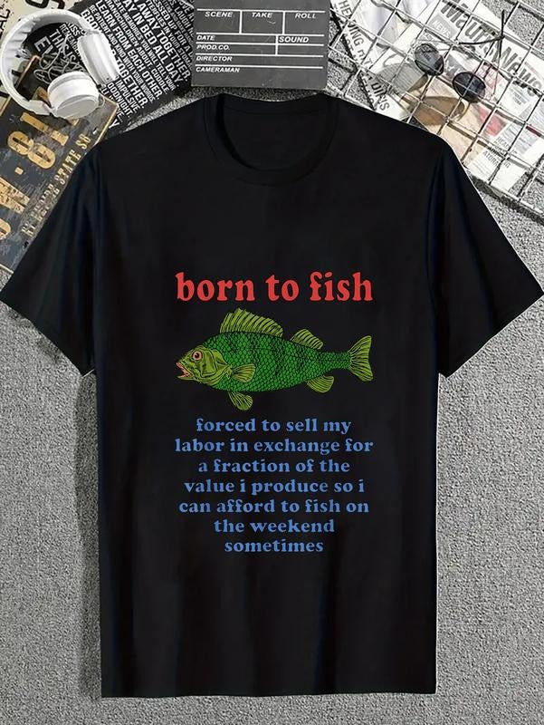 cotton Born To Fish Forced To Sell My Labor - Funny Fishing Meme T-Shirt casual Fashion graphic tees for women Hoodie,...