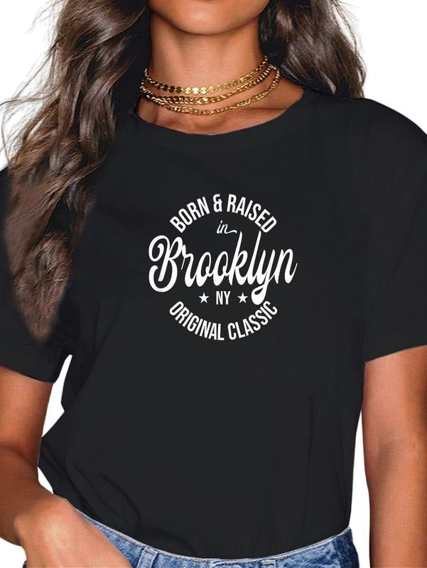 cotton Born and Raised in Brooklyn T-Shirt casual Fashion graphic tees for women Hoodie, Sweatshirt | UrbanDripWear.com