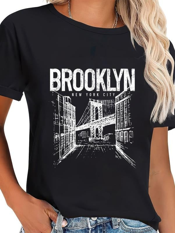 cotton Brooklyn Pride NYC New York City NY Brooklyn Bridge T-Shirt casual Fashion graphic tees for women Hoodie, Sweatshirt
