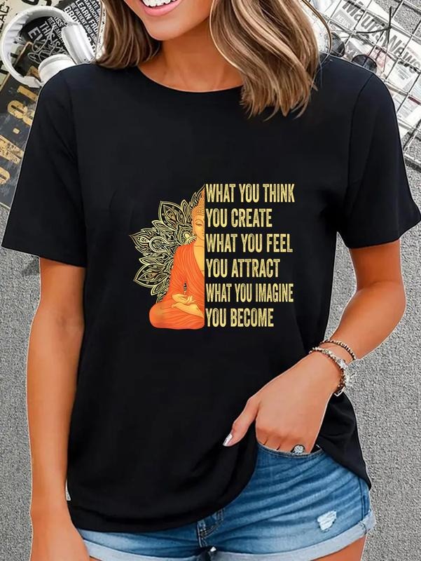 cotton Buddha Meditation Shirt Law Of Attraction T-Shirt casual Fashion graphic tees women Hoodie, Sweatshirt