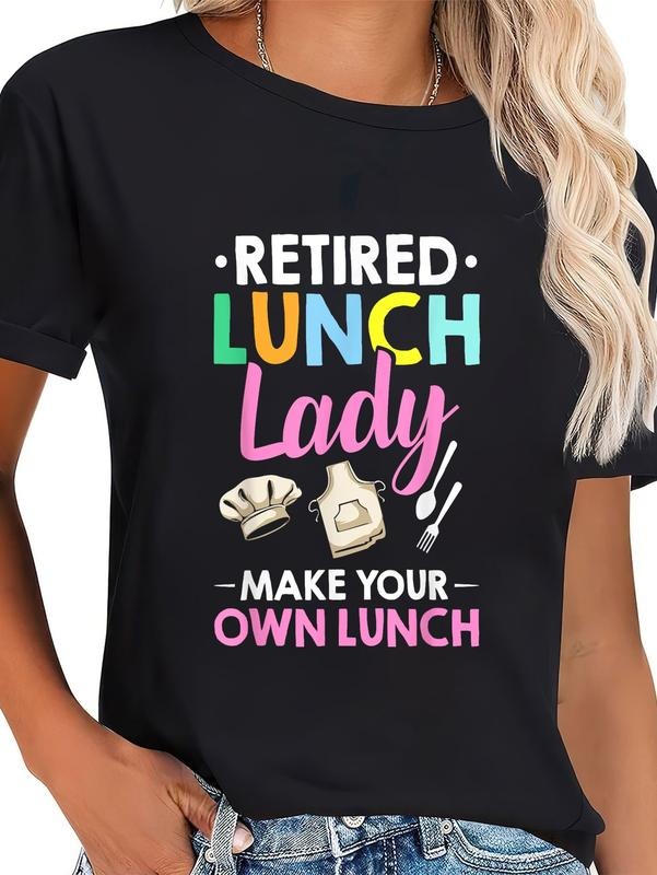 cotton Cafeteria Worker Appreciation Retired Lunch Lady T-Shirt casual Fashion graphic tees women Hoodie, Sweatshirt