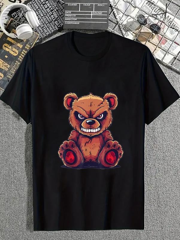 cotton Cartoon Teddy Art I Grumpy Teddy Evil Teddy Bear T-Shirt casual Fashion graphic tees for women Hoodie, Sweatshirt