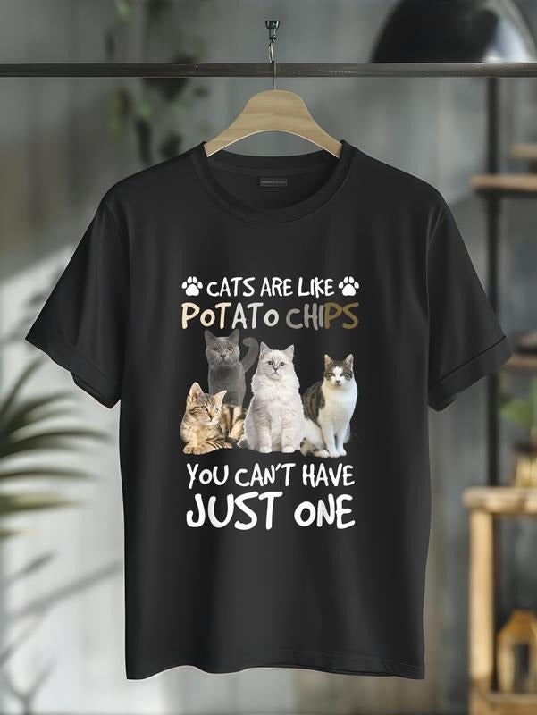 cotton Cats Are Like Potato Chips You can not have just one funny T-Shirt casual Fashion graphic tees for women Hoodie,...