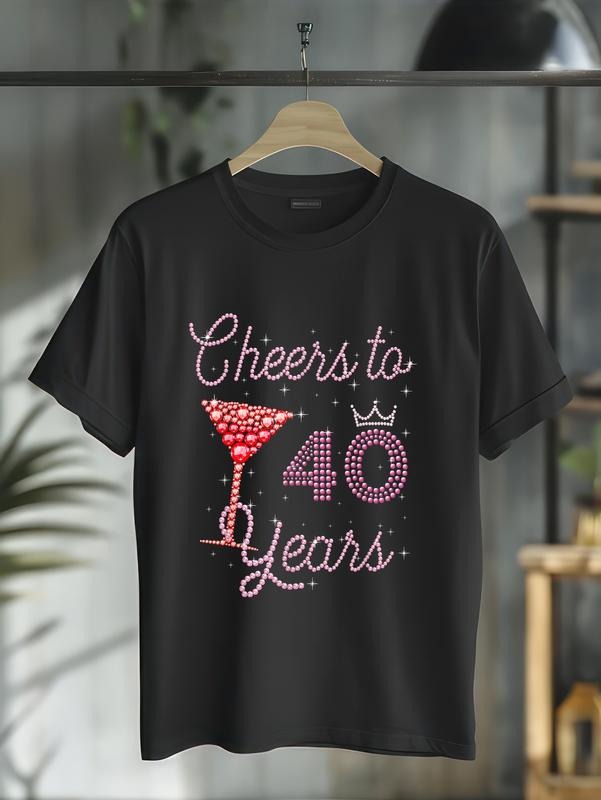 cotton Cheers To 40 Years 40th Birthday 40 Years Old Bday T-Shirt casual Fashion graphic tees for women Hoodie, Sweatshirt
