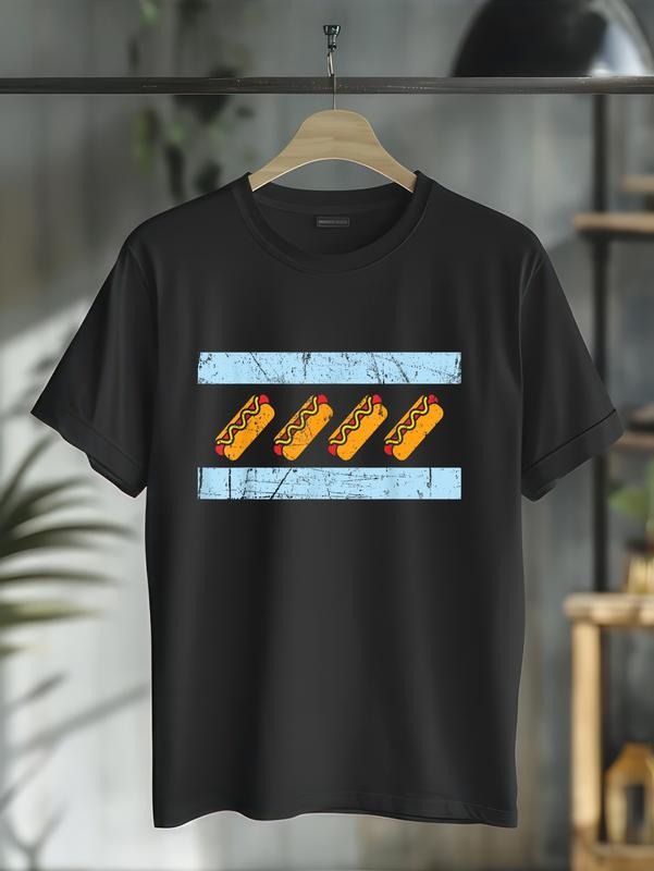 cotton Chicago Flag Hotdog Shirt Funny Chicago Style Hot Dog Gift T-Shirt casual Fashion graphic tees for women Hoodie,...