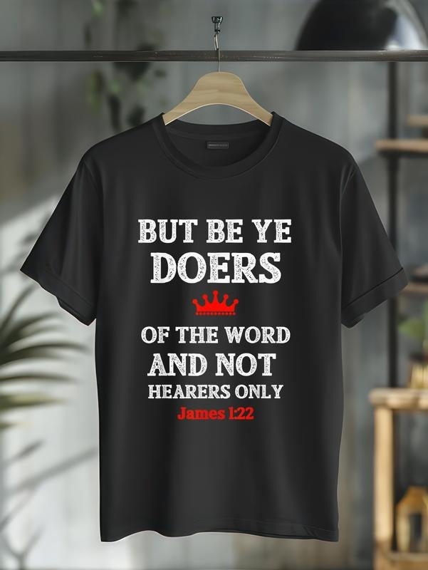 cotton Christian T Shirt Bible Verse and Scripture James 1:22 T-Shirt casual Fashion graphic tees Hoodie, Sweatshirt