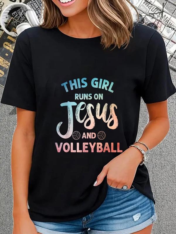 cotton Christian Volleyball Art For Girls Women Volleyball Player T-Shirt casual Fashion graphic tees women Hoodie,...