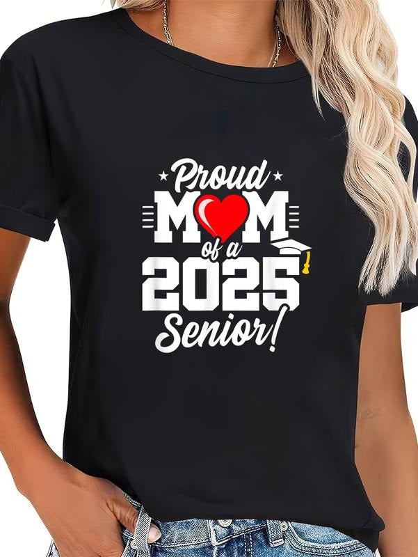cotton Class of 2025 - Senior Year - Proud Mom - Senior 2025 T-Shirt casual Fashion graphic tees women Hoodie, Sweatshirt