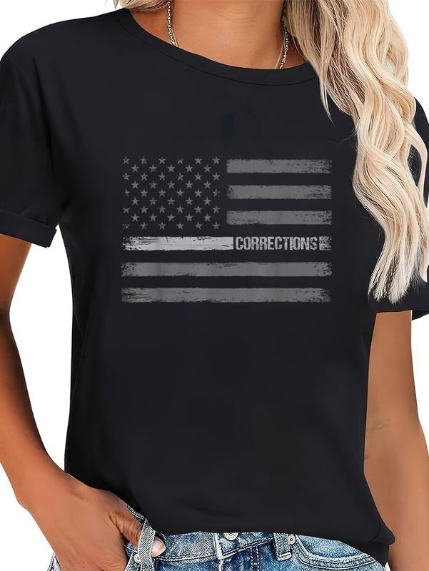 cotton Corrections - Thin Silver Line Flag for Correctional Officer T-Shirt casual Fashion graphic tees for women Hoodie,...