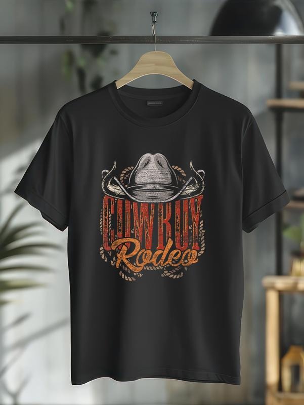 cotton Cowboy Rodeo Western Texan Gift Country Bull Riding Cowboy T-Shirt casual Fashion graphic tees for women Hoodie,...