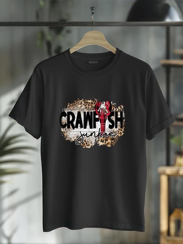 cotton Crawfish Junkie Leopard Cajun Lobster 2022 For Men Women T-Shirt casual Fashion graphic tees for women Hoodie,...