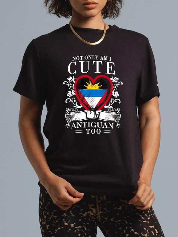 cotton Cute And Antiguan I Heart Antigua And Barbuda T-Shirt casual Fashion graphic tees Hoodie, Sweatshirt