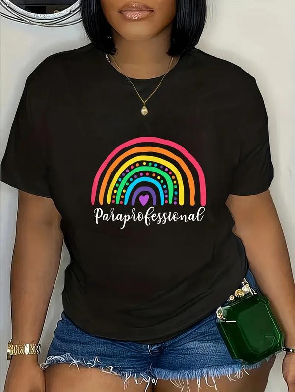 cotton Cute Rainbow Paraprofessional Teacher Back To School T-Shirt casual Fashion graphic tees for women Hoodie, Sweatshirt