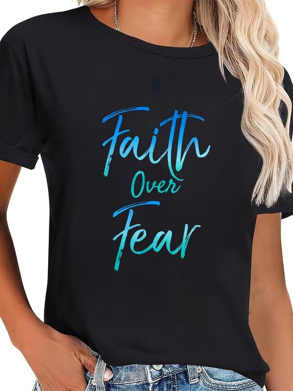 cotton Faith Over Fear Shirt Vintage Inspirational Bold Christian casual Fashion graphic tees women Hoodie, Sweatshirt