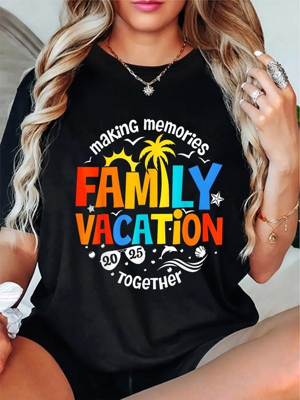 cotton Family Vacation 2025 Making Memories Together Matching Group T-Shirt casual Fashion graphic tees women Hoodie,...