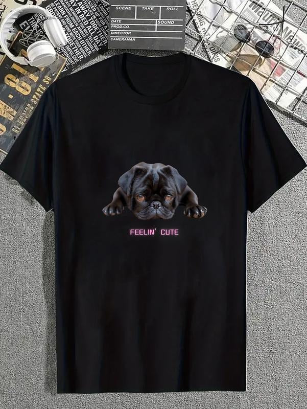 cotton Feelin' Cute Black Pug Dog Lover Dark Puppy T-Shirt casual Fashion graphic tees for women Hoodie, Sweatshirt