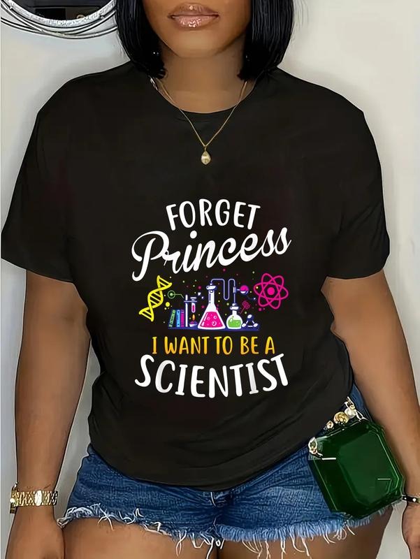 cotton Forget Princess I Want To Be A Scientist Girl Science Tshirt T-Shirt casual Fashion graphic tees women Hoodie,...