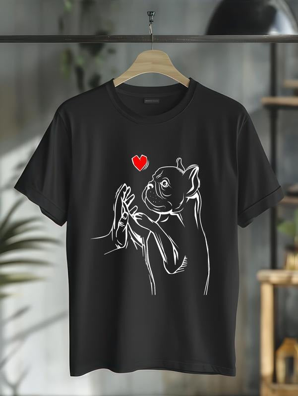 cotton French Bulldog Frenchie Love Dog Mom Women Girls T-Shirt casual Fashion graphic tees for women Hoodie, Sweatshirt
