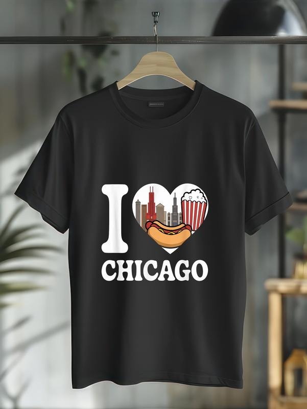 cotton Funny Chicago Love I Love Chicago I Red Heart Chicago T-Shirt casual Fashion graphic tees for women Hoodie, Sweatshirt