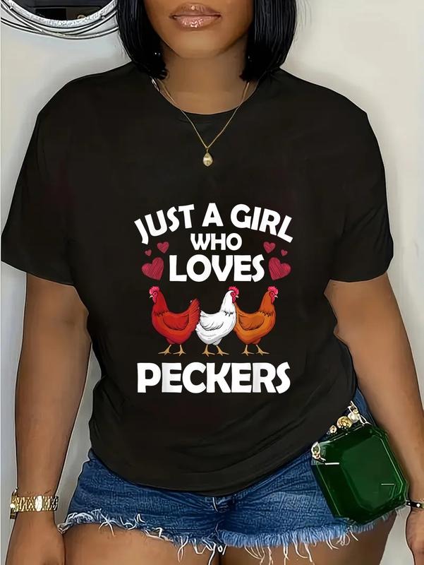 cotton Funny Chicken For Women Girls Chicken Farmer Flock Whisperer T-Shirt casual Fashion graphic tees for women Hoodie,...