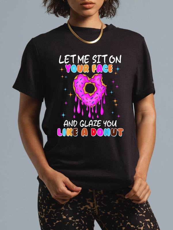 cotton Funny Donut Inappropriate Shirts for Women Adult Humor T-Shirt casual Fashion graphic tees for women Hoodie,...