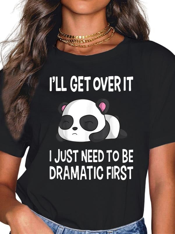 cotton Funny Dramatic Panda Kawaii Bear Face Anime Lovers T-Shirt casual Fashion graphic tees for women Hoodie, Sweatshirt