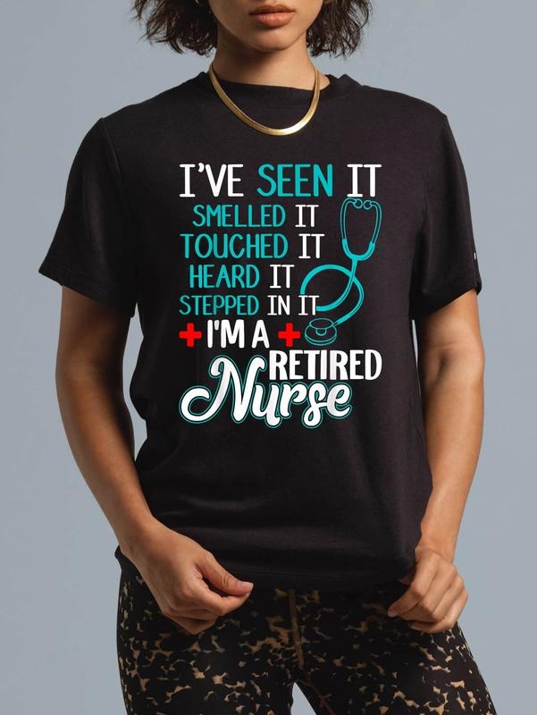cotton Funny Nurse Retirement Shirt - Retired Nurse Gift T-Shirt casual Fashion graphic tees for women Hoodie, Sweatshirt