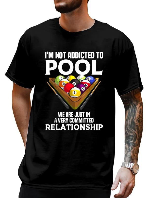 cotton Funny Pool Player Gift For Men Cool Addicted To Billiards T-Shirt casual Fashion graphic tees for women Hoodie,...
