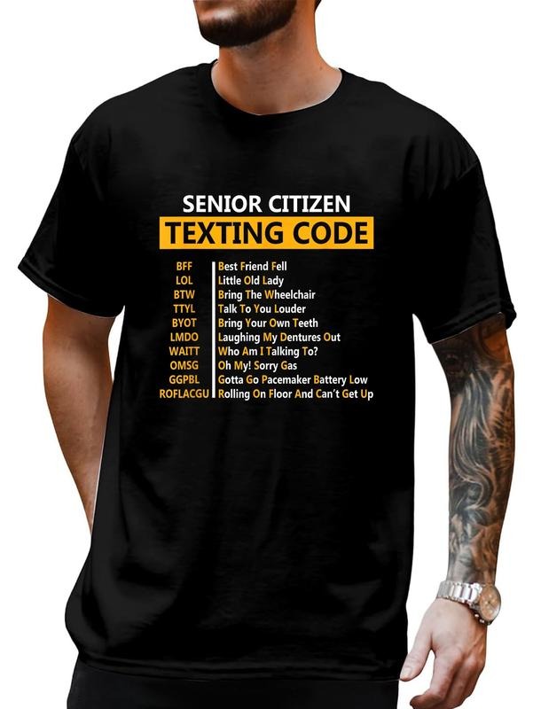 cotton Funny Senior Citizen's Texting Code Design Gift for Grandpa T-Shirt casual Fashion graphic tees women style 02...