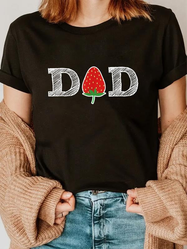 cotton Funny Strawberry Dad Fruit Gift Shirt Berry Father Gift T-Shirt casual Fashion graphic tees women Hoodie, Sweatshirt