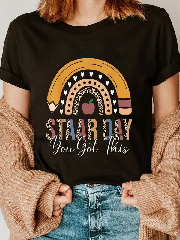 cotton Funny Test STAAR Day Mode On Teacher Testing Ideas School T-Shirt casual Fashion graphic tees women Hoodie, Sweatshirt