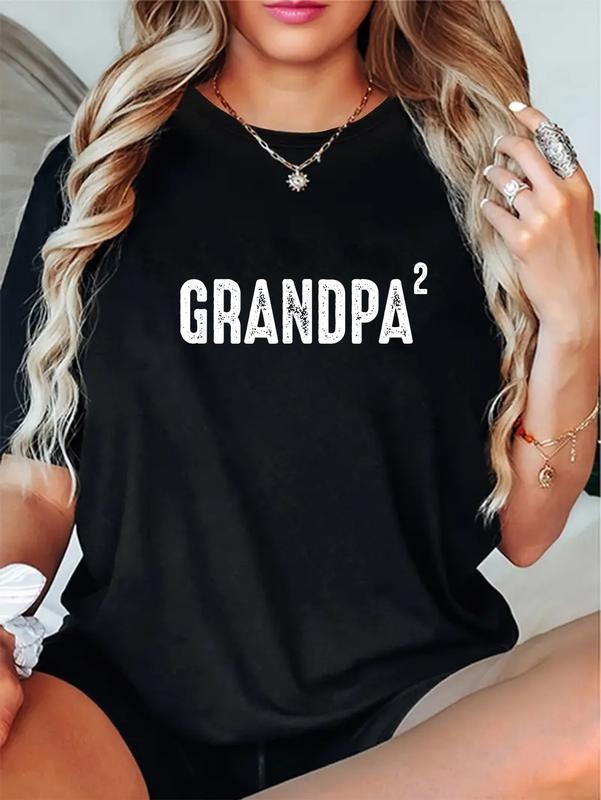 cotton Gift For Grandpa Of Two Grandchildren Grandpa Squared T-Shirt casual Fashion graphic tees women Hoodie, Sweatshirt