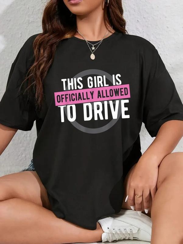 cotton Girl Allowed To Drive Student Driver - Driver License T-Shirt casual Fashion graphic tees women Hoodie, Sweatshirt
