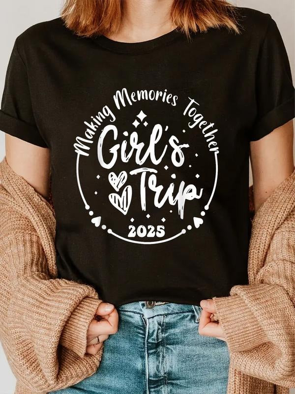 cotton Girls Trip 2025 Cute Girls Weekend 2025 Summer Vacation T-Shirt casual Fashion graphic tees women Hoodie, Sweatshirt