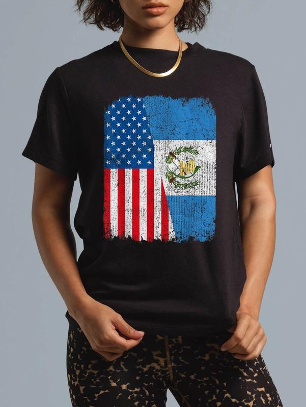 cotton Guatemalan American Flag Half USA Guatemala Root Proud T-Shirt casual Fashion graphic tees women Hoodie, Sweatshirt