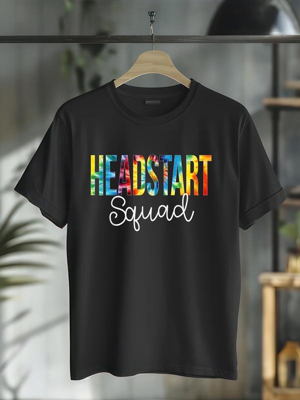cotton Headstart Squad Tie Dye Appreciation Day Back To School T-Shirt casual Fashion graphic tees for women Hoodie,...