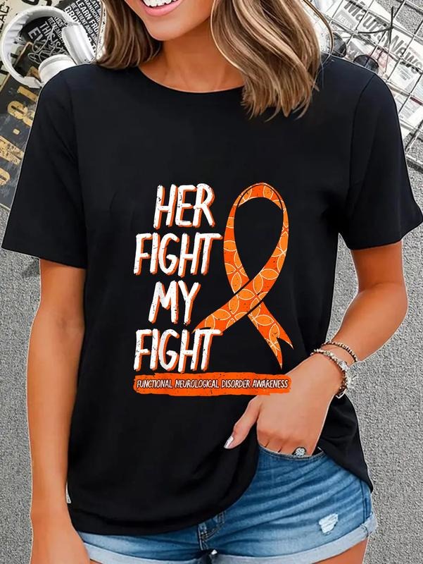 cotton Her Fight Is My Fight Functional Neurological Disorder FND T-Shirt casual Fashion graphic tees women Hoodie,...