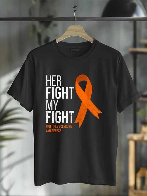 cotton Her Fight is My Fight Multiple Sclerosis MS Awareness Shirt T-Shirt casual Fashion graphic tees women Hoodie,...