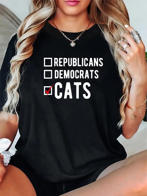 cotton Humor Republicans Democrats Cats Check Mark Idea T-Shirt casual Fashion graphic tees Hoodie, Sweatshirt