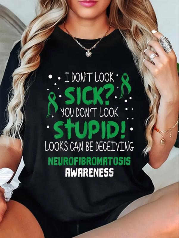 cotton I Don't Look Sick? Neurofibromatosis Awareness Ribbon Shirts T-Shirt casual Fashion graphic tees Hoodie, Sweatshirt