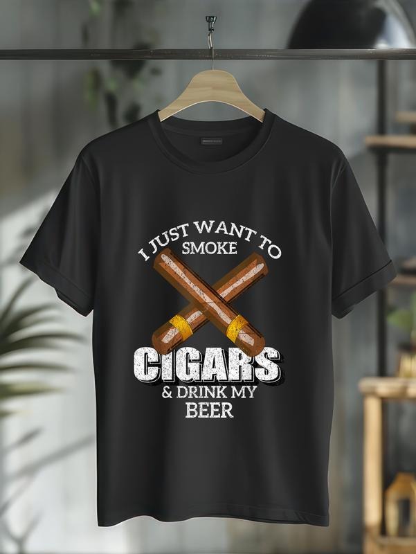 cotton I Just Want To Smoke and Drink My Beer T-Shirt Bar T-Shirt casual Fashion graphic tees for women Hoodie, Sweatshirt