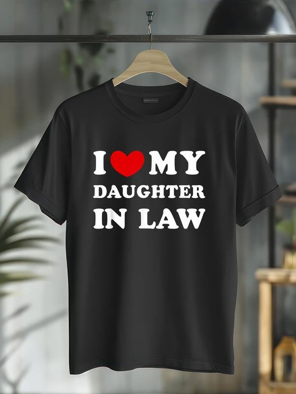 cotton I Love My Daughter In Law, I Heart My Daughter In Law T-Shirt casual Fashion graphic tees for women Hoodie, Sweatshirt