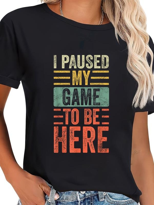 cotton I Paused My Game To Be Here, Funny Retro Vintage Video Gamer Short Sleeve T-Shirt casual Fashion graphic tees...